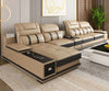 Built-in Storage Solid Wood Leather Sectional Sofa / Lixra