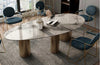 Geometrical Oval Shaped Marble Top Dining Table Set / Lixra