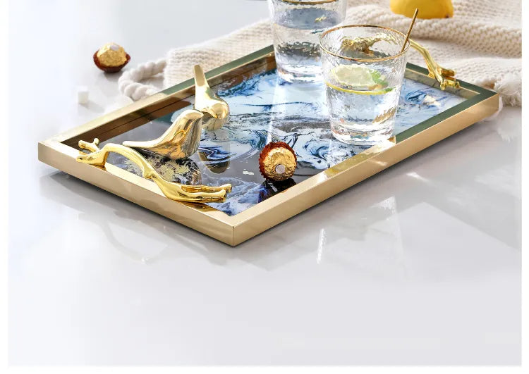Gilded Handles Coffee Table Tray / Lixra