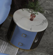 Italian Artistry Golden Border Side Tables/ Lixra