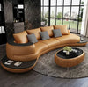 Italian Designed Solid Wooden Leather Curved Sofa Set / Lixra