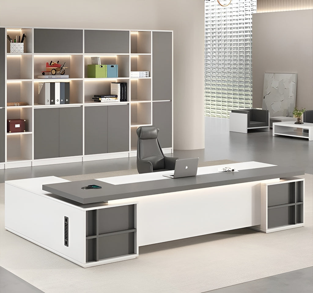 79" Tall LED Bookshelf With Doors