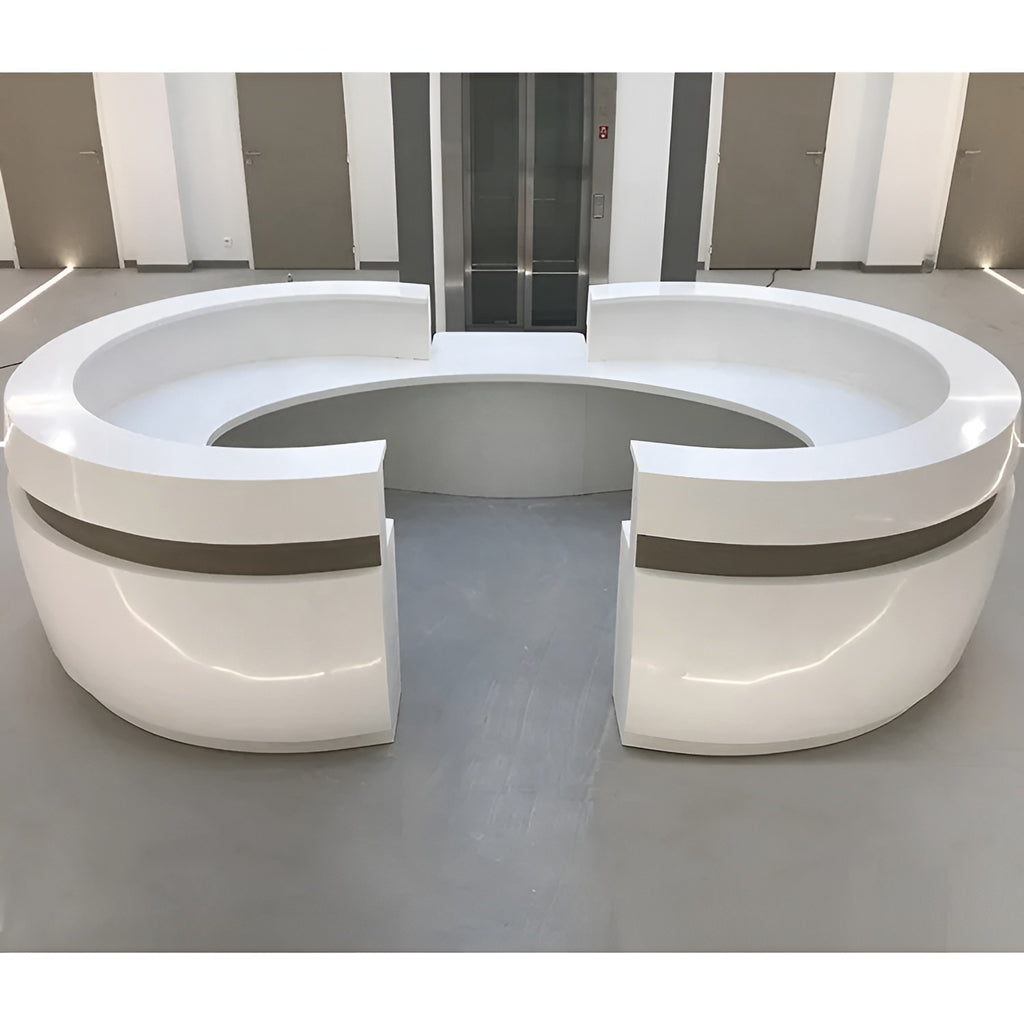 Curved Reception Desk with Wooden Top / Lixra