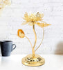 Artisanal Gold-Plated Alloy Lotus Candle Stand/ Lixra