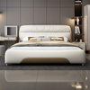 Contemporary Upholstered Leather Bed With Golden Accents / Lixra