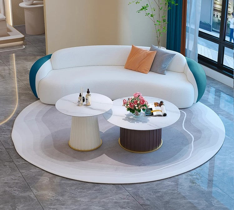Modest Round Coffee Table With Portable Small Side Table / Lixra