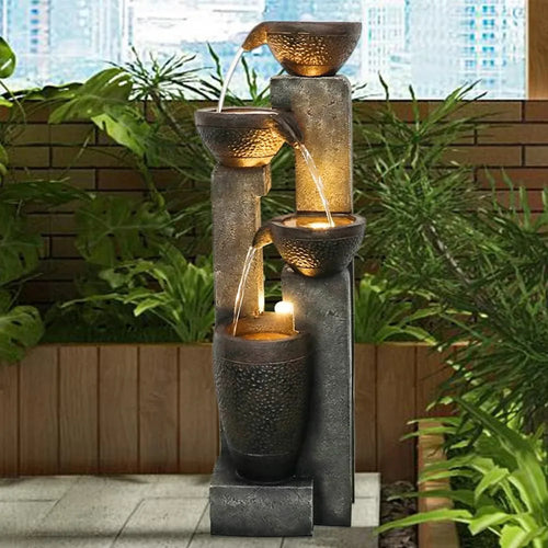 Elegant 4-Tier Gray Water Fountain For Home And Garden / Lixra