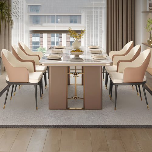 Modern Bright Marble Dining Table Set / Lixra