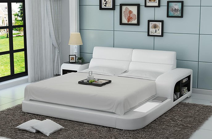 Luxury Modern Leather Upholstered LED Bed / Lixra
