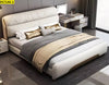 Contemporary Upholstered Leather Bed With Golden Accents / Lixra