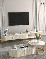 Marble Top Modern Leather Coffee Table With Storage / Lixra