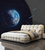 Tufted Designer Leather Bed with Metal Accents / Lixra