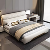 Contemporary Upholstered Leather Bed With Golden Accents / Lixra