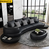 Italian Designed Solid Wooden Leather Curved Sofa Set / Lixra