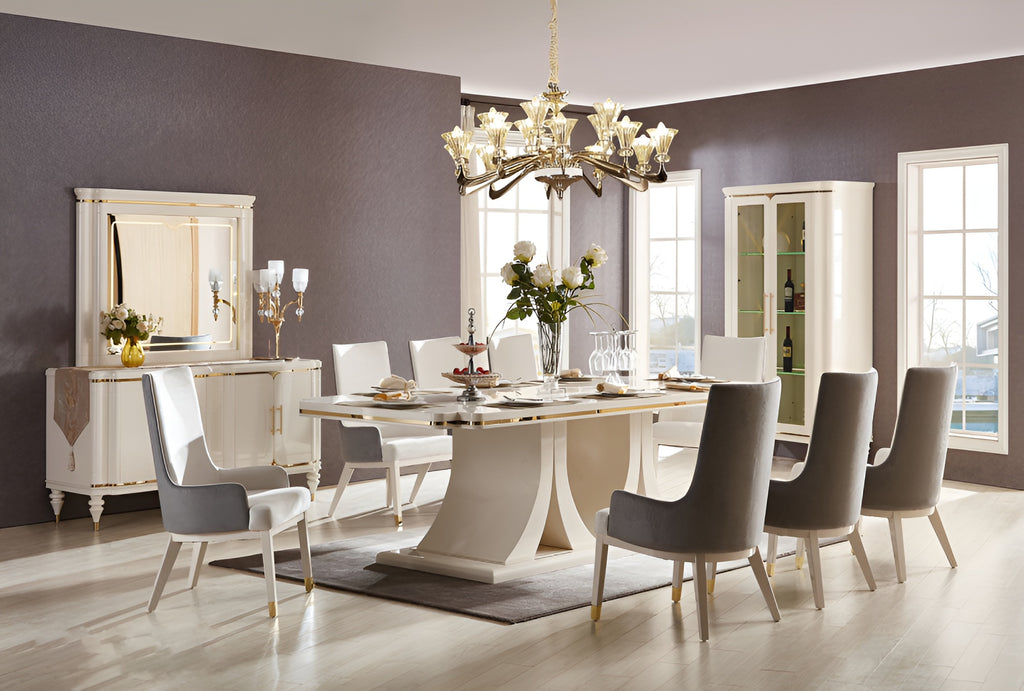 Modern Polished Wooden Dining Table Set / Lixra