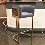 Golden Finish Leather High Raised Chairs Set of 3 / Lixra