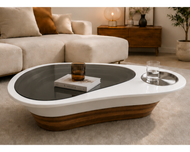 Modern Curved Glass Top Coffee Table / Lixra