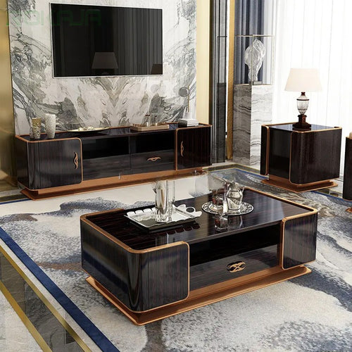 Beautiful 4-Piece Entertainment Center Set With Golden Frame / Lixra