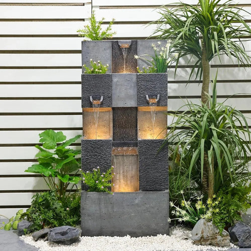 Elegant Garden Water Fountain With LED Lights / Lixra