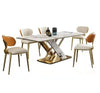 Extravagant Gold Finish Marble-Top Dining Table Set / Lixra