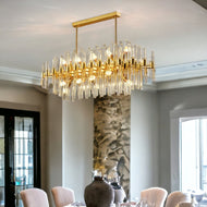 Rectangular Shape White & Gold Crystal Chandelier / Lixra