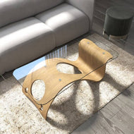 Transparent Glass Classy Wooden Coffee Table  / Lixra