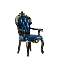 Set Of 4 Ornate Tufted European Leather Dining Chairs / Lixra
