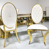 Golden Finish Leather Dining Chairs Set / Lixra