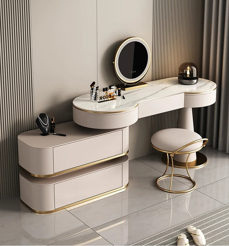 Modern Luxurious Golden Metal Frame Dresser Set Modern Luxurious Golden Metal Frame Dresser Set
