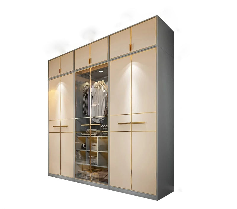 Elegance In Storage Wooden & Glass Door Wardrobe / Lixra