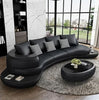 Italian Designed Solid Wooden Leather Curved Sofa Set / Lixra