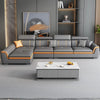 Contrasting Leather Sectional Couch With Adjustable Headrest / Lixra