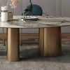 Geometrical Oval Shaped Marble Top Dining Table Set / Lixra