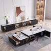 Luxurious Marble TV Stand Set With Expandable Coffee Table / Lixra