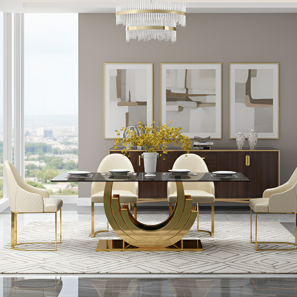 Metallic C-Form Modern Dining Table - Lixra.com