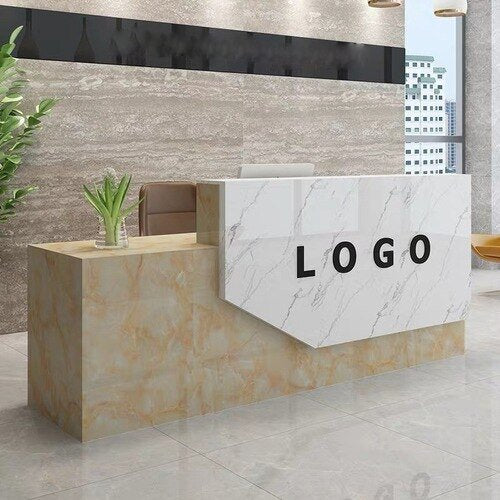 Glossy Finish Rectangular Wooden Reception Desk With Storage / Lixra