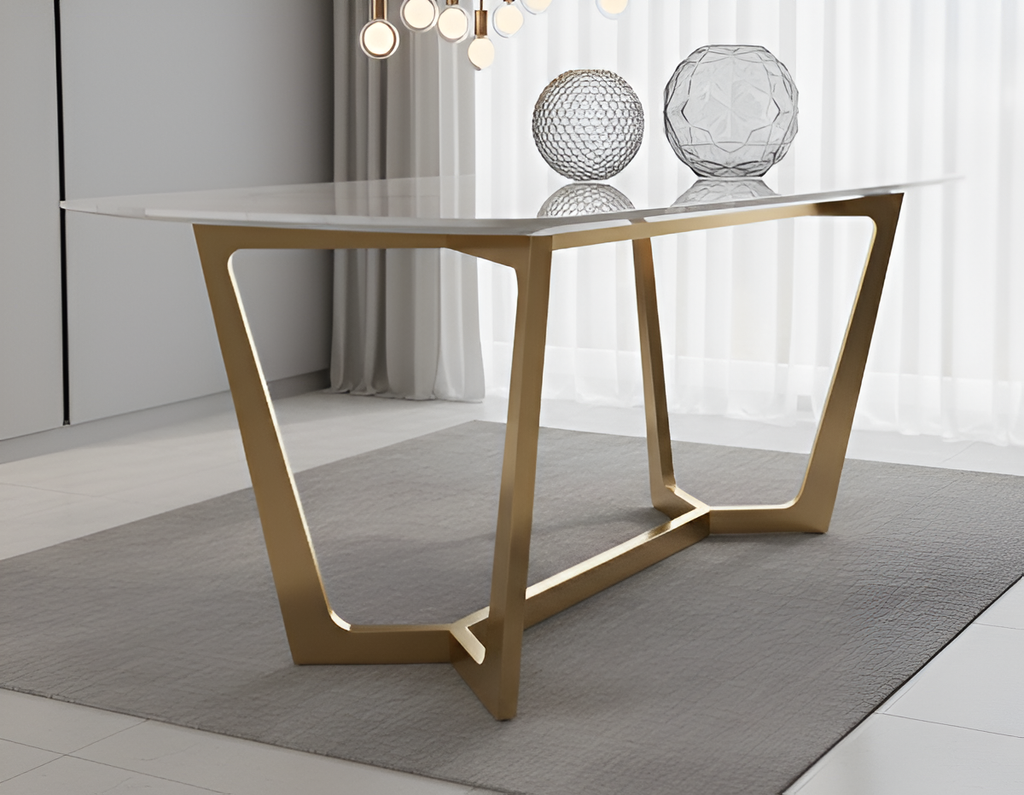 Luxurious Stainless Framed Marble Dining-Table / Lixra