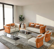 Golden Accents Leather Sofa Set / Lixra