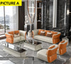 Luxurious 3-2-1-1 Leather Sofa Set with Golden Accents / Lixra