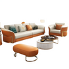 Leather Upholstery Luxurious Sofas With Ottoman / Lixra