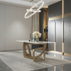 Modern Golden Finish Marble Dining Table / Lixra