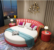 Personalized Leather Modern Round Bed / Lixra