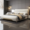 Contemporary Upholstered Leather Bed With Golden Accents / Lixra