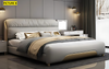 Contemporary Upholstered Leather Bed With Golden Accents / Lixra