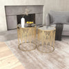 Golden Leaf Duo Mirrored Side Table Set / Lixra