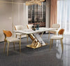 Extravagant Gold Finish Marble-Top Dining Table Set / Lixra