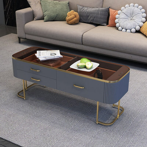 Multipurpose Modern Coffee Table With Golden Finish Metallic Legs / Lixra