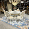 Round European Wooden Dining Set with Gold Accents / Lixra