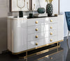Glossy Polished Marble-Top White Buffet Table / Lixra