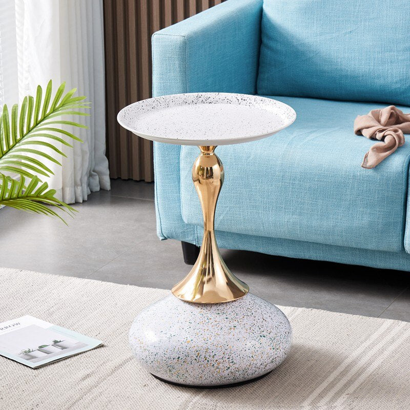 Artistic Design Golden Finish Side Tables / Lixra